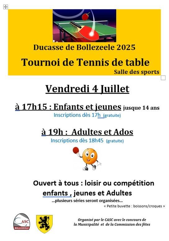 Tournoi tennis de table